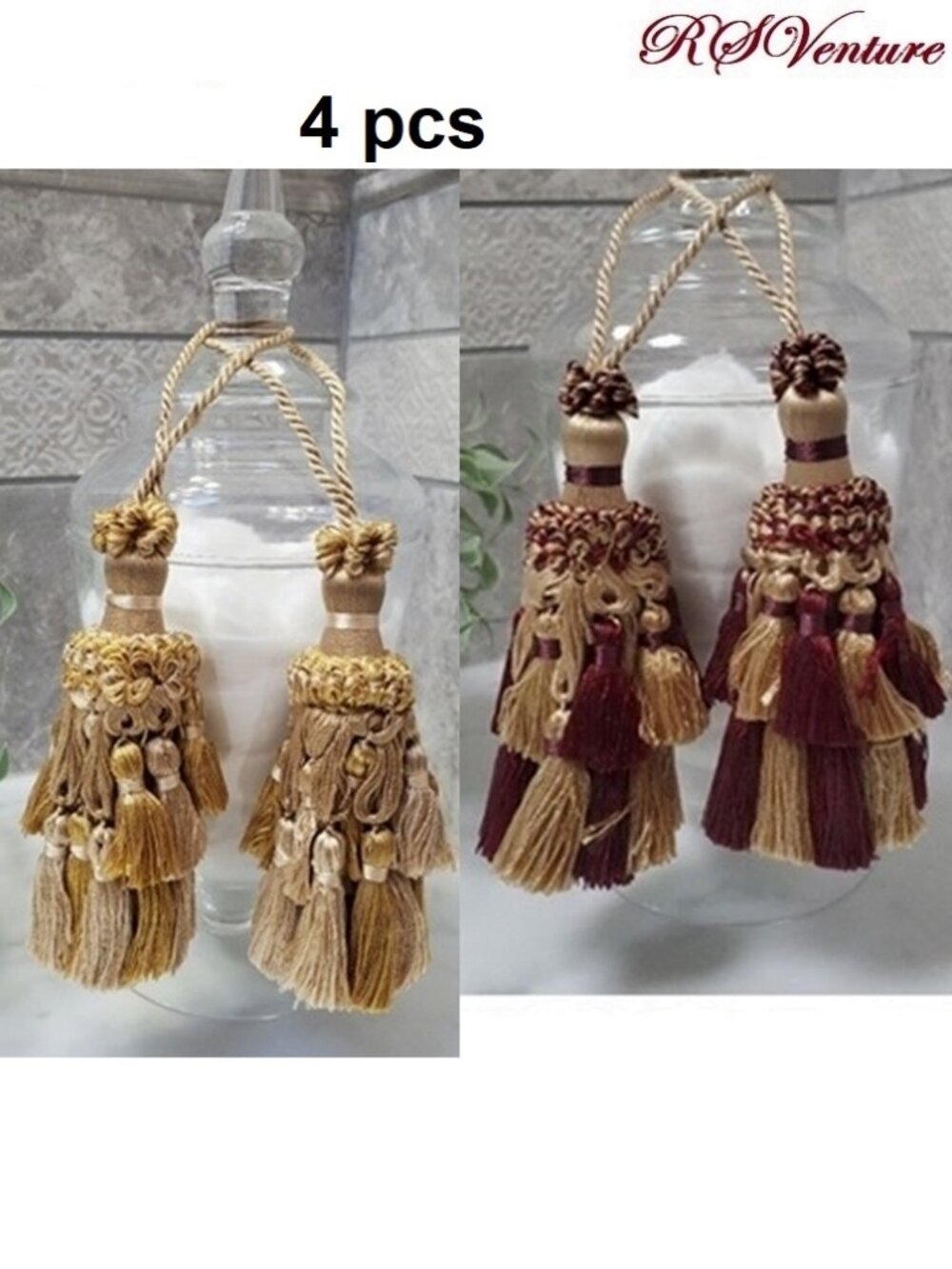 4 Curtain, Accent, Decorative Key Tassel